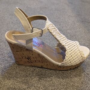Jellypop Beige Woven Wedges